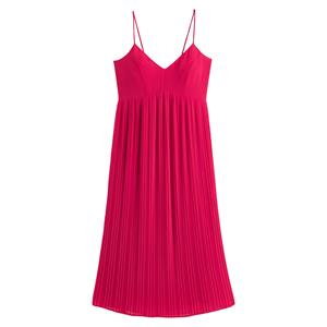 LA REDOUTE COLLECTIONS Lange, plisséjurk, met spaghettibandjes