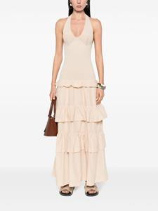 TWINSET Katoenen jurk met gelaagd effect - Beige