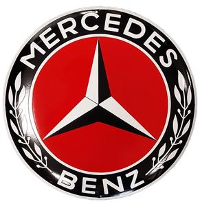 Fiftiesstore Mercedes-Benz Logo Rood Emaille Bord - Ø60cm