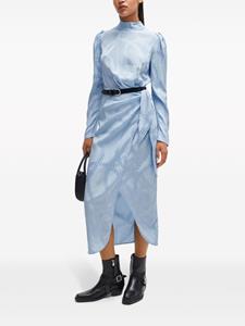 HUGO Gedrapeerde jurk met kettingprint - Blauw