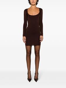 Saint Laurent Jurk met vierkante hals - Bruin