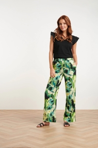 Smashed Lemon 24428 mashed lemon zomer wijde broek met abstracte