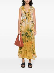 Pierre-Louis Mascia floral-print silk dress - Geel