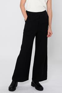 THOKKTHOKK Damen vegan Lange Hose Mit Weitem Bein Nadelstreifen Schwarz