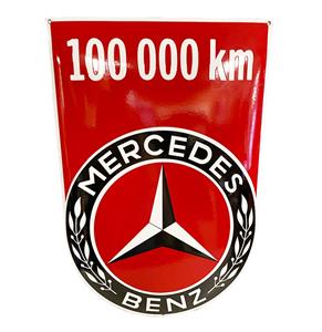 Fiftiesstore Mercedes Benz 100.000km Rood Emaille Bord - 60 x 41cm
