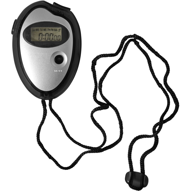 Merkloos Voordelige digitale sport stopwatch zwart/metallic zilver -