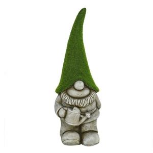 Gerimport Tuinkabouter beeldje - Dwarf Ukkie - Polystone - grasgroene muts - cm -