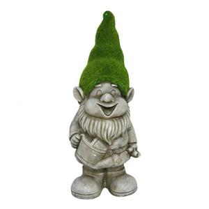 Gerimport Tuinkabouter beeldje - Dwarf Dweazel - Polystone - grasgroene muts - 52 cm -