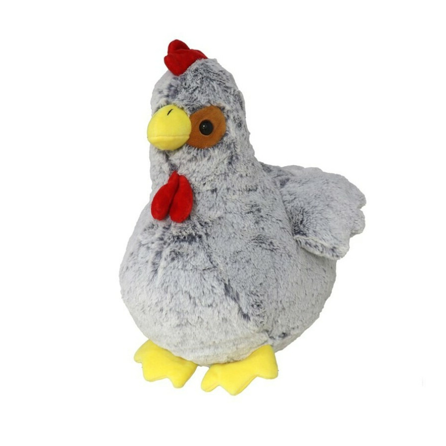 Pluche kip knuffel - 20 cm - grijs - boederijdieren kippen knuffels -