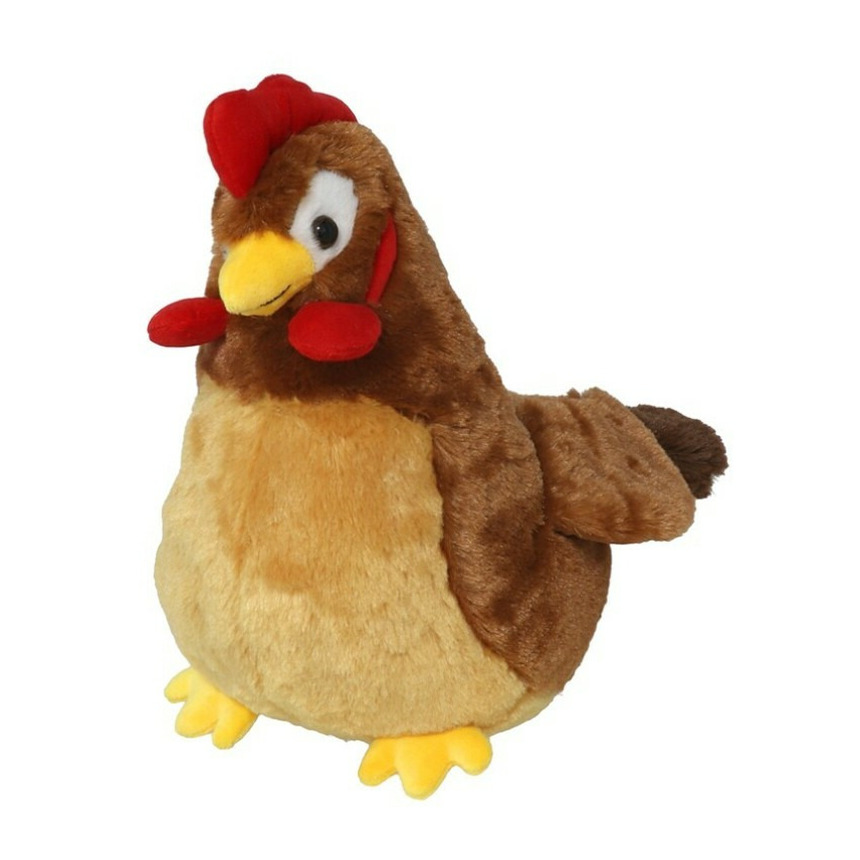 Gerimport Pluche haan knuffel - 20 cm - bruin - boederijdieren kippen knuffels -
