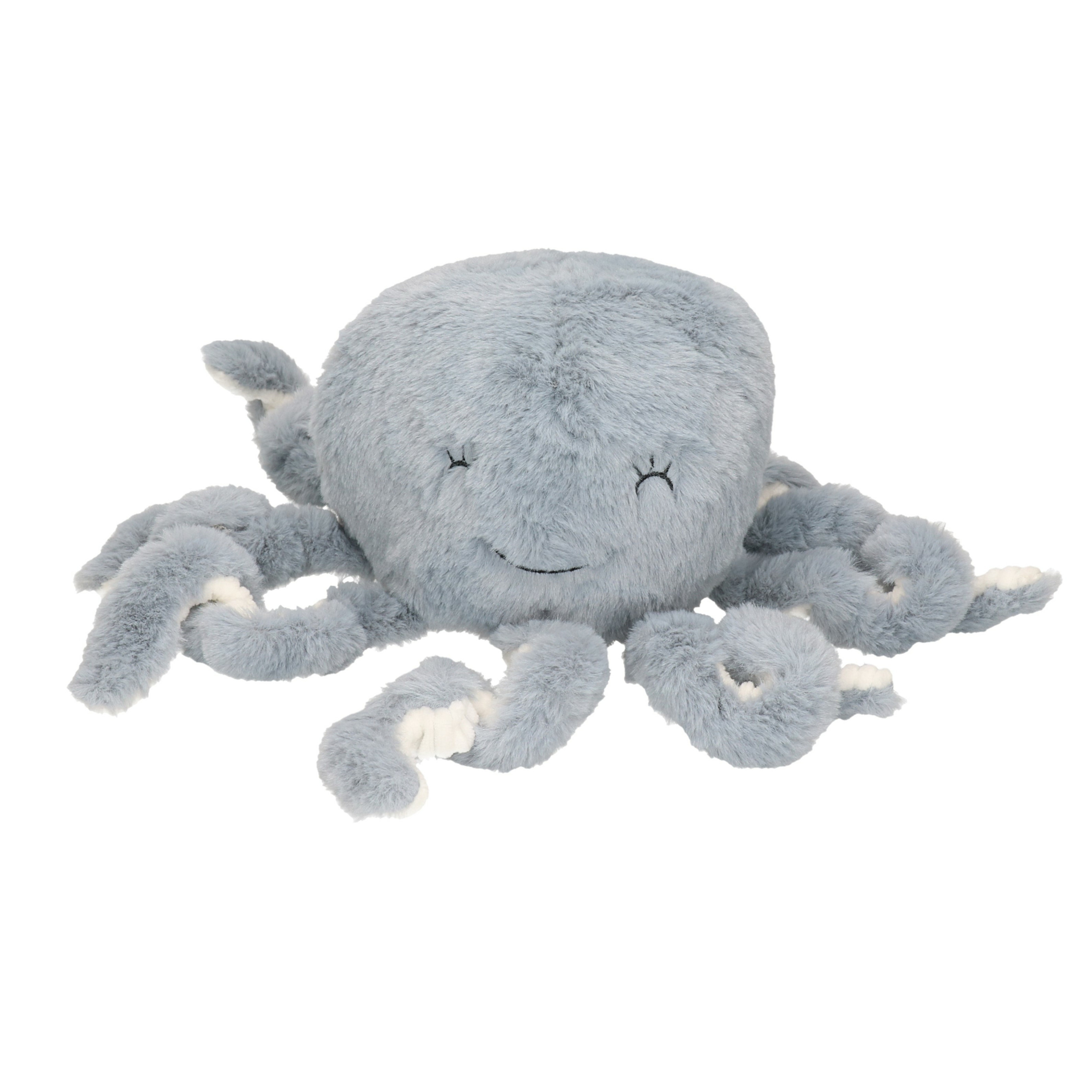 Octopus/inktvis knuffel van zachte pluche - grijs/wit - 22 cm -