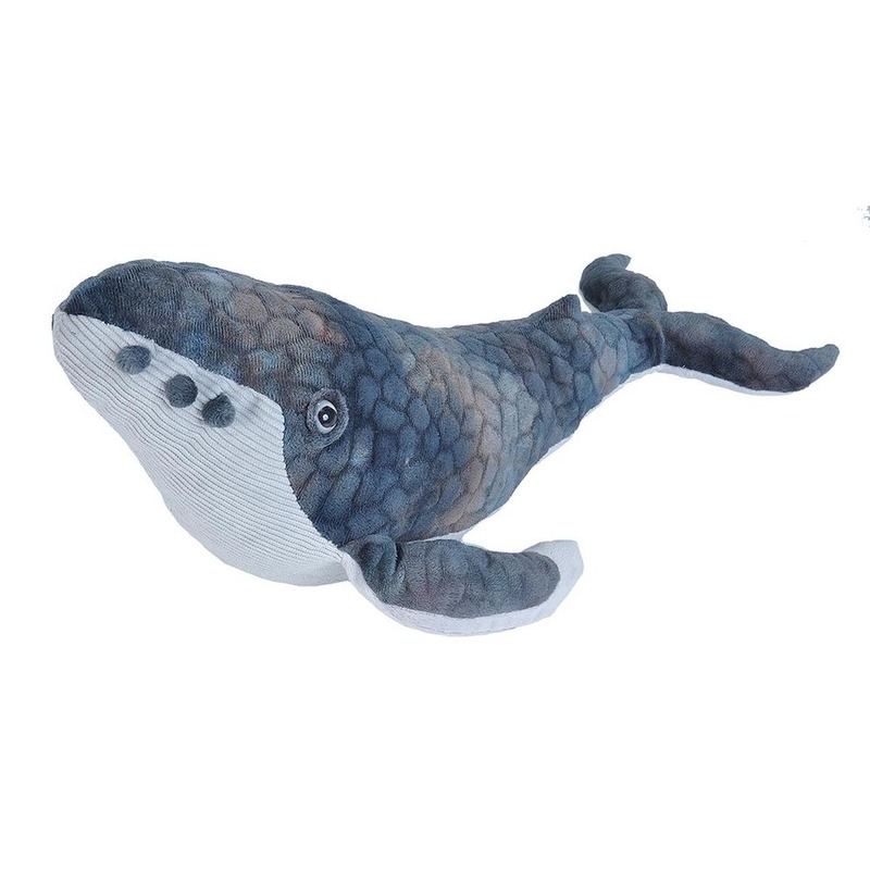 Pluche bultrug walvis grijs/blauw 50 cm -