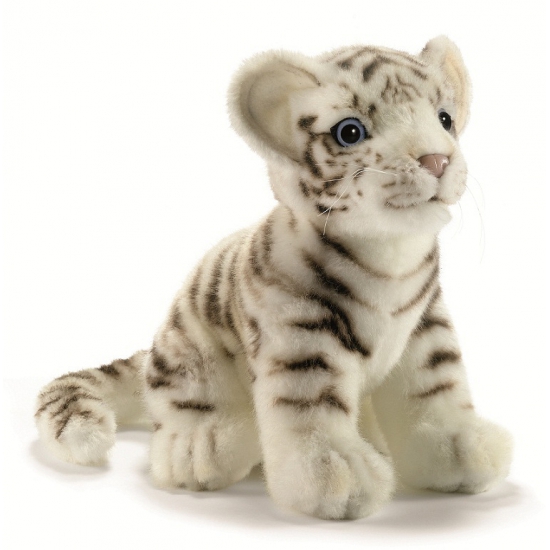 Hansa pluche witte tijger pup knuffel zittend 18 cm -