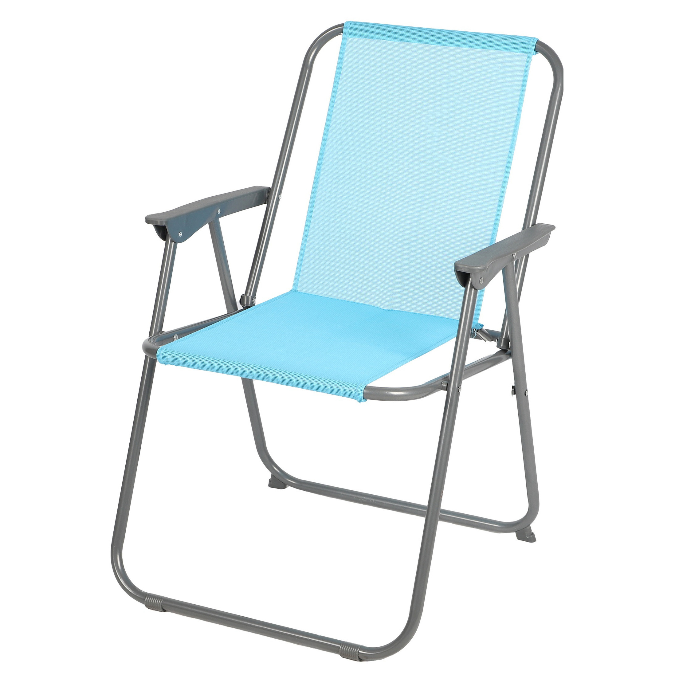 Sunnydays camping/strand stoel - aluminium - inklapbaar - blauw - L53 x B55 x H75 cm -