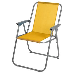 Sunnydays camping/strand stoel - aluminium - inklapbaar - geel - L53 x B55 x H75 cm -