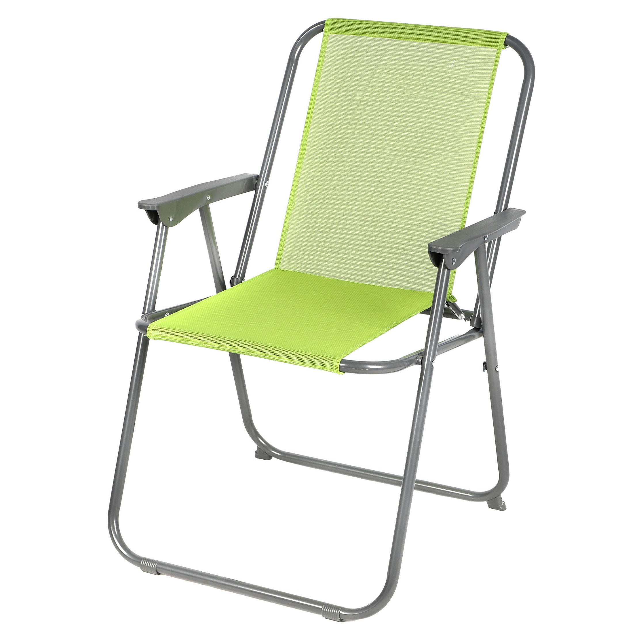 Sunnydays camping/strand stoel - aluminium - inklapbaar - groen - L53 x B55 x H75 cm -