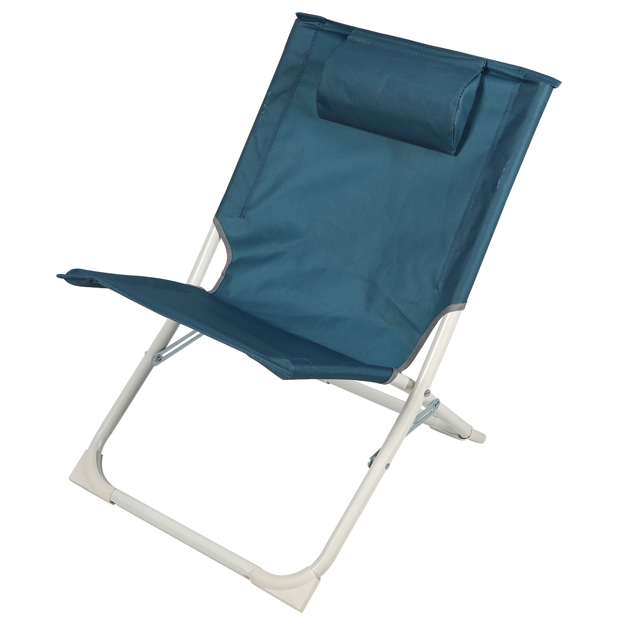 Sunnydays camping/strand stoel - aluminium - inklapbaar - blauw - L49 x B62 x H61 cm -