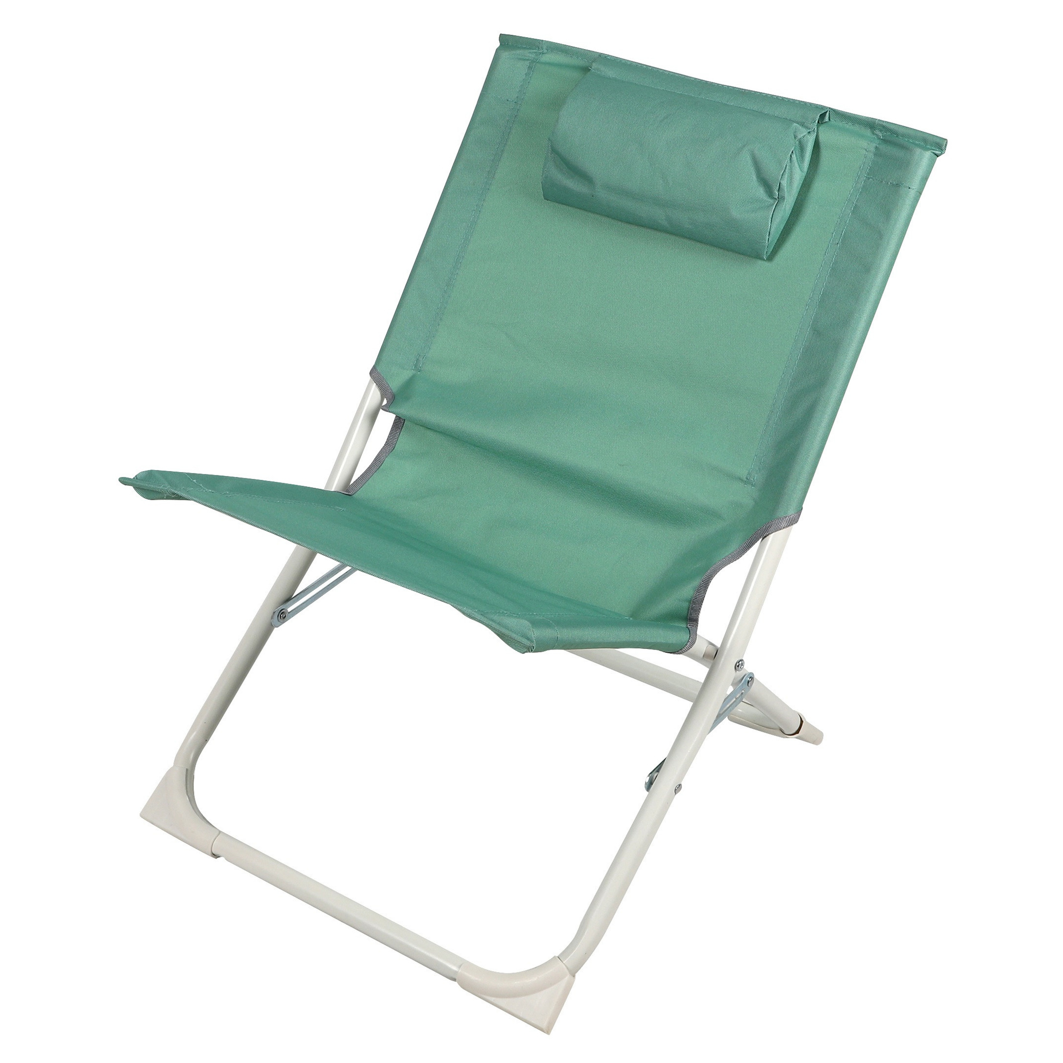 Sunnydays camping/strand stoel - aluminium - inklapbaar - groen - L49 x B62 x H61 cm -