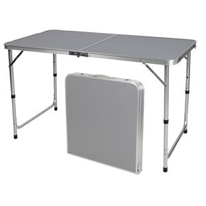 Sunnydays camping tafel - aluminium - opvouwbaar - grijs - L120 x B60 x H67 cm -