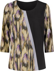 Dames Comfortabele blouse zwart/lila bedrukt Maat