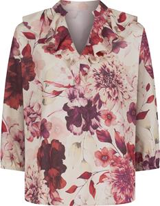 Dames Comfortabele blouse champagne/bordeaux bedrukt Maat