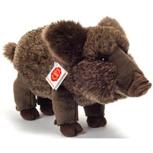 Hermann Teddy Knuffeldier Wild Zwijn - zachte pluche stof - premium kwaliteit knuffels - grijs - 30 cm -