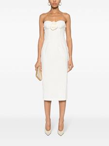 Blumarine floral-appliqué mid dress - Wit