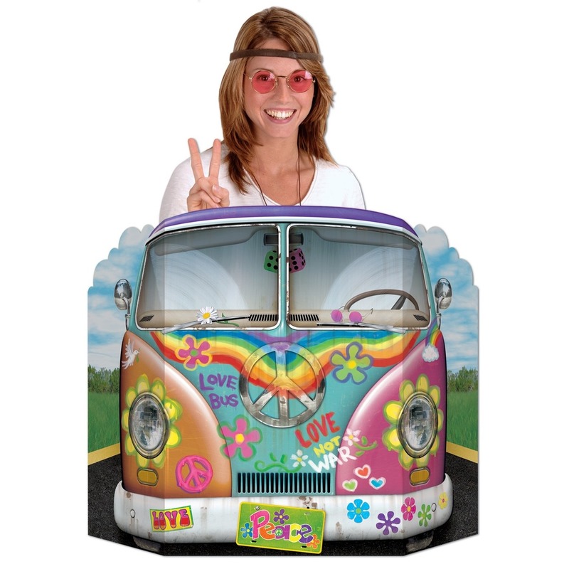 Merkloos Foto achtergrond van een hippiebus -