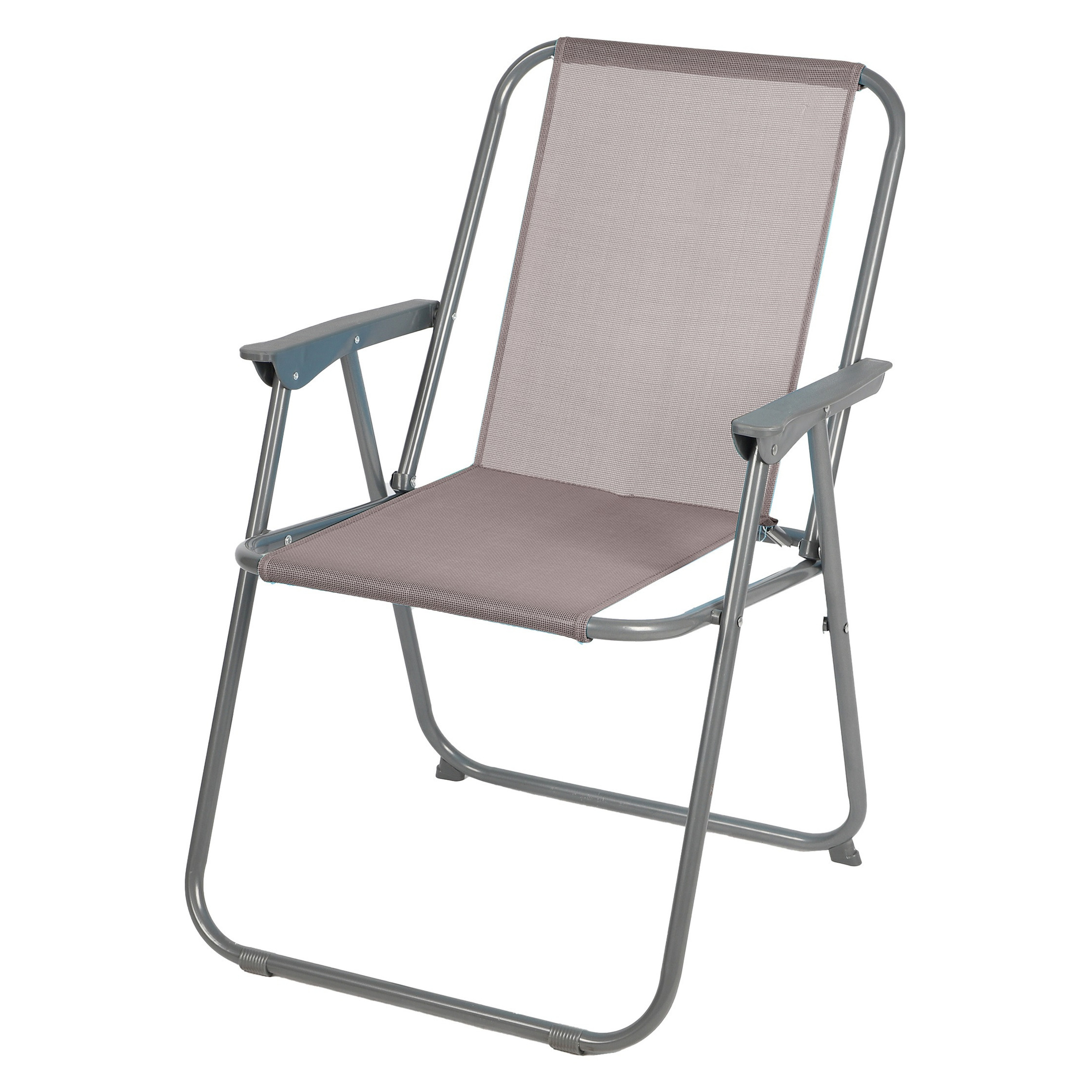 Sunnydays camping/strand stoel - aluminium - inklapbaar - beige - L53 x B55 x H75 cm -