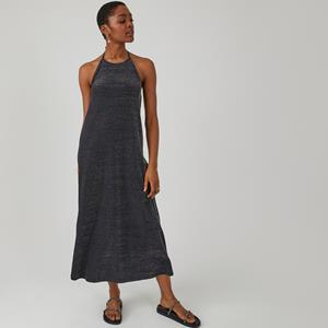 Lange jurk zonder mouwen, in glanzend tricot