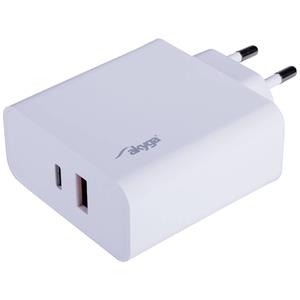 Akyga AK-CH-15 GSM-lader USB-C, USB-A Wit