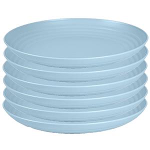 PlasticForte Rond bord/camping bord - 6x - D22 cm - ijsblauw - kunststof - onbreekbaar -