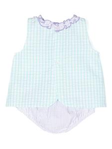 MC2 Saint Barth Kids Abbie slogan-embroidered seersucker dress - Groen