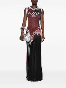 Ottolinger soccer-print mesh maxi dress - Rood