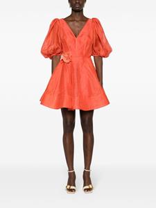 ZIMMERMANN floral-appliqué linen-blend dress - Rood