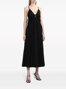 HERSKIND Miranda tie-detail cotton midi dress - Zwart