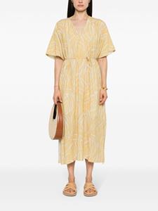Closed floral V-neck maxi dress - Geel