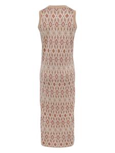 N.Peal jacquard silk-cashmere dress - Beige