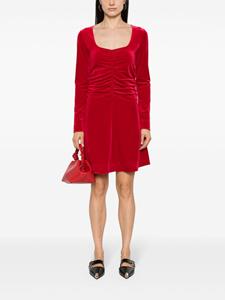 GANNI velvet ruched mini dress - Rood