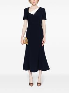 Roland Mouret asymmetric-neck crepe maxi dress - Blauw