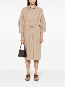 Nude poplin midi shirt dress - Beige