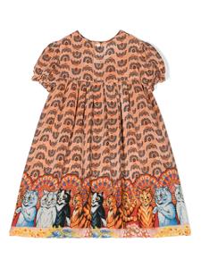 Gucci Kids cats-print silk dress - Oranje