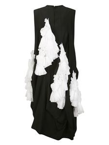 Noir Kei Ninomiya asymmetric ruffled dress - Zwart