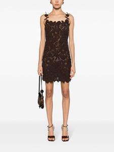Blumarine Mini-jurk met gehaakte bloemen van katoenblend - Bruin