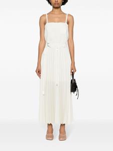 Sacai pinstriped pleated maxi dress - Wit