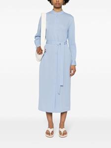 Harris Wharf London seersucker belted midi dress - Blauw