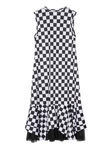 Comme Des Garçons Comme Des Garçons checkerboard-print layered-hem dress - Wit