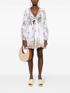 Camilla Plumes And Parterres-print mini dress - Wit