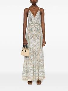 Camilla Ivory Tower Tales-print dress - Beige