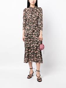 Marchesa Rosa Jurk met bloemenprint - Zwart